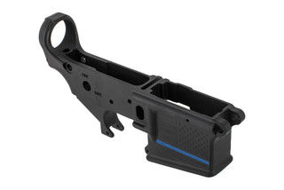 Spike's Tactical Thin Blue Line Stripped AR-15 Lower Receiver is forged from 7075-T6 aluminum